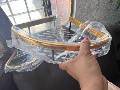 Estante de baño montado en pared detalle dorado