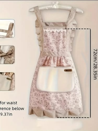 Delantal Floreado con bolsillo al frente 