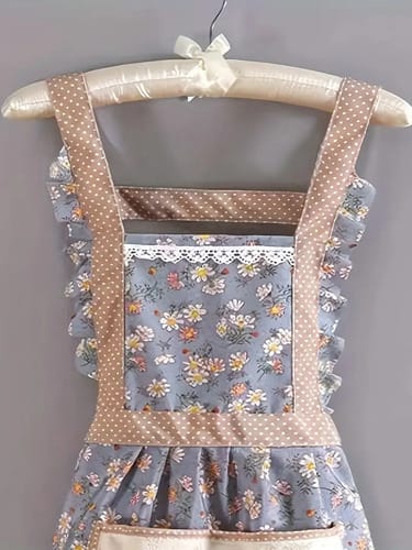 Delantal Floreado con bolsillo al frente 