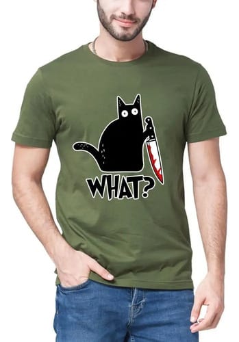 Remera hombre MC gato What?