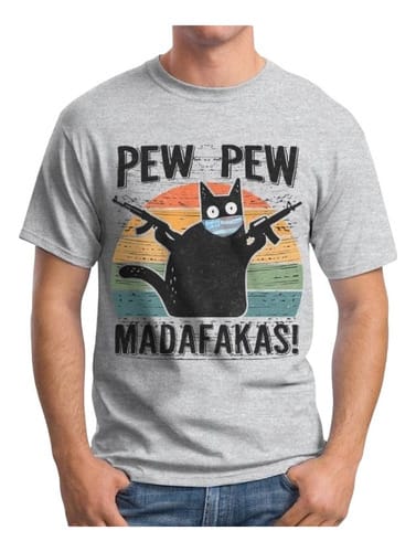 Remera hombre MC gato pew pew