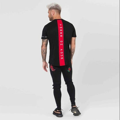 Remera Hombre Linea roja en espalda