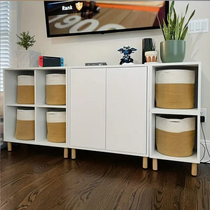 Maceta yute / ratan con asas diseño cilindrico simple bitono