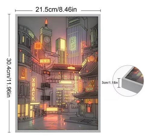 Cuadro de luz Led 31*22 5volt 3 colores