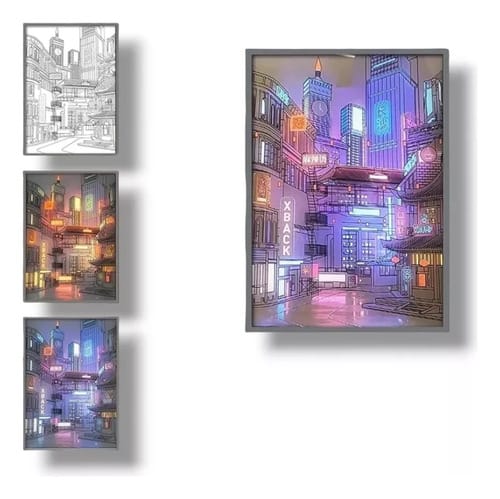 Cuadro de luz Led 31*22 5volt 3 colores