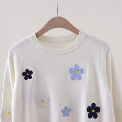 Buzo dama hilo con Flores de relieve