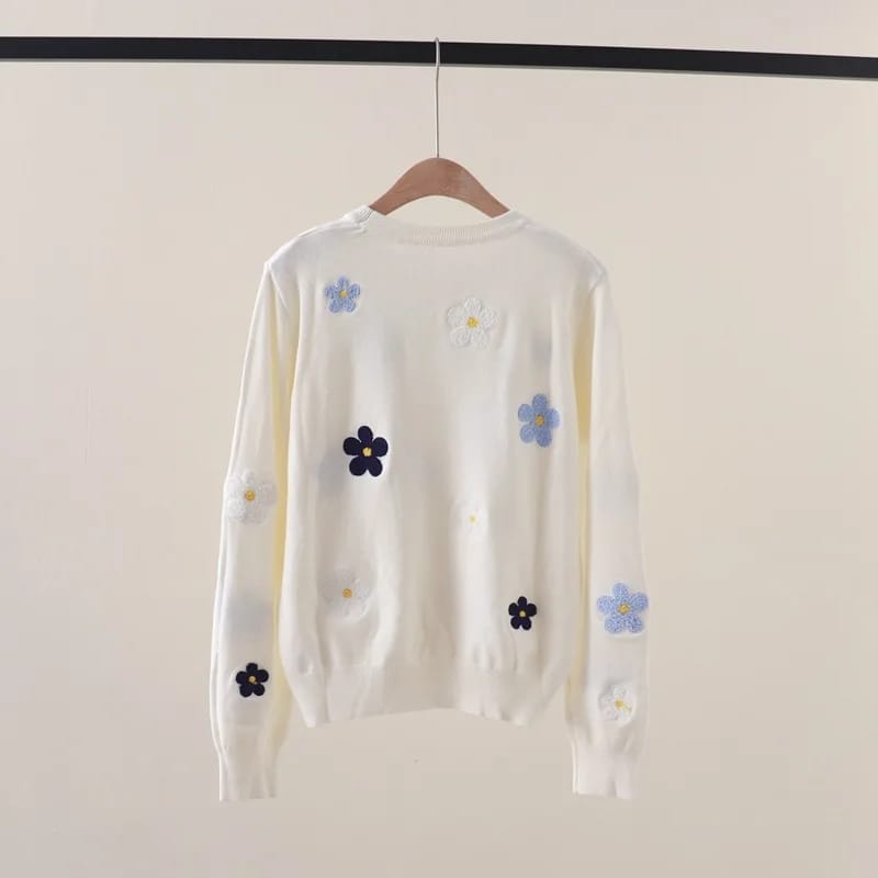 Buzo dama hilo con Flores de relieve