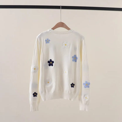 Buzo dama hilo con Flores de relieve