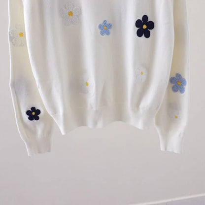 Buzo dama hilo con Flores de relieve