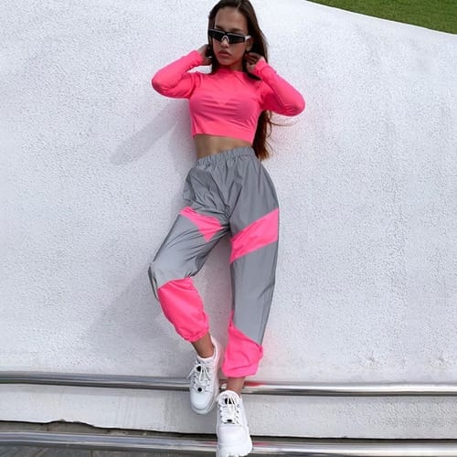 Pantalon Nylon dama deportivo reflector