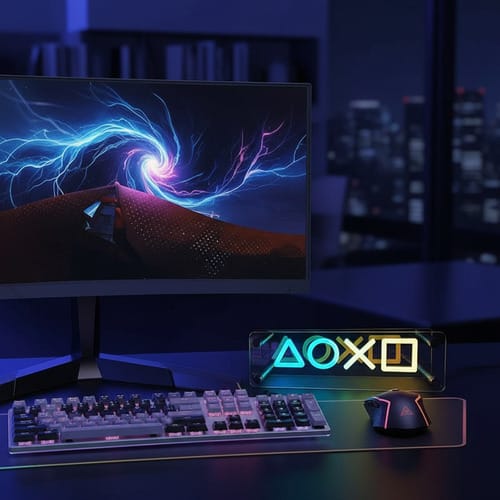 Lámpara LED Gaming Mirror Neon Light XO – Luz Decorativa para Sala E-Sports y Ambiente de Cama