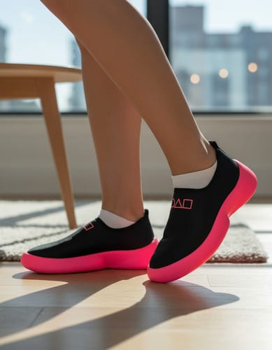 Zapatilla dama negra suela colores