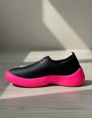 Zapatilla dama negra suela colores