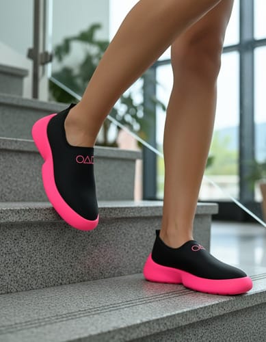 Zapatilla dama negra suela colores