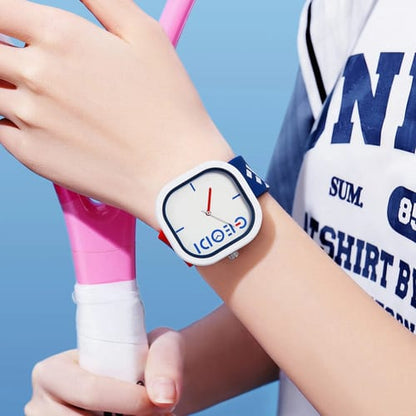 Reloj Sanda deportivo correa de goma Azul y rojo