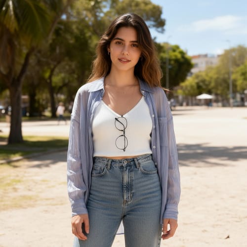 Camisa dama de shiffon suelta