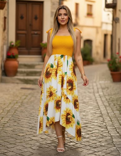 Maxivestido top crepe floreado