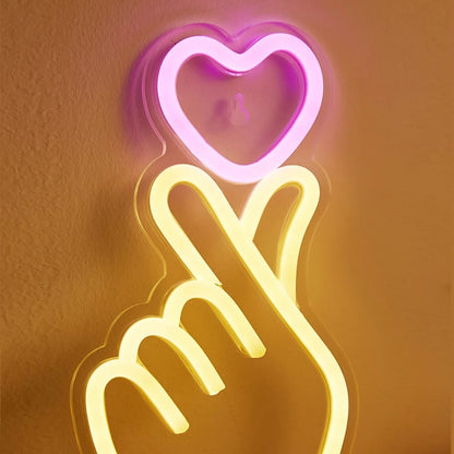 Luces Led Diseño dedos corazon 