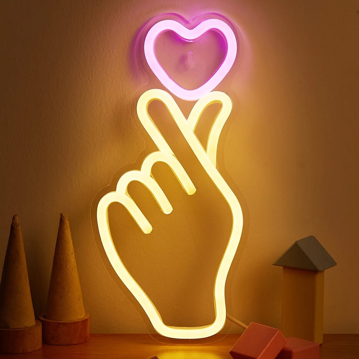 Luces Led Diseño dedos corazon 