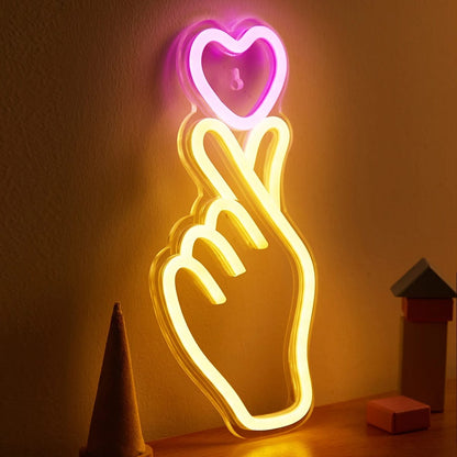 Luces Led Diseño dedos corazon 