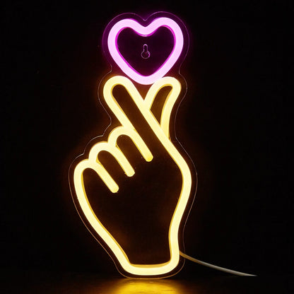 Luces Led Diseño dedos corazon 