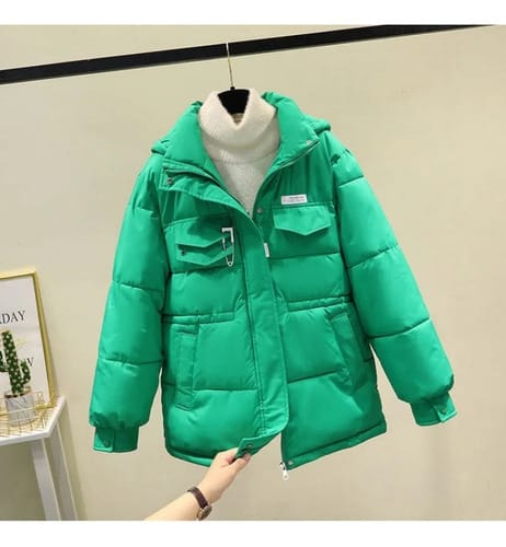 Campera dama Parka inflada cintura ajustable cuello y capucha