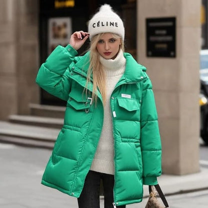 Campera dama Parka inflada cintura ajustable cuello y capucha