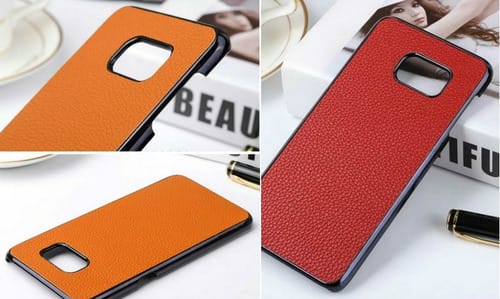 S7 Edge plastico y cuero Naranja