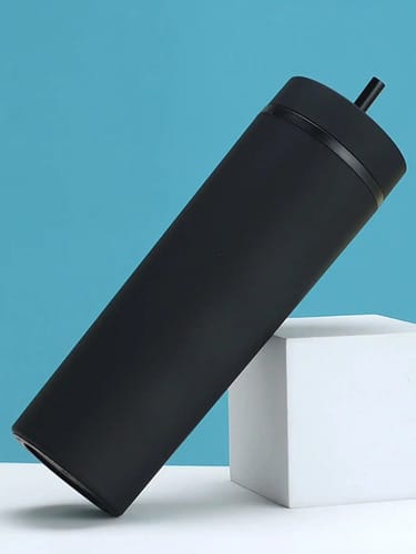 Vaso ejecutivo con pajita y tapa negro