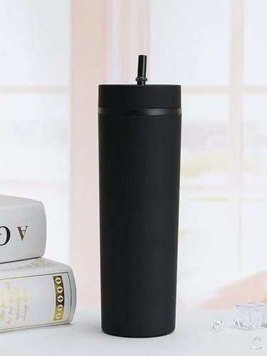 Vaso ejecutivo con pajita y tapa negro