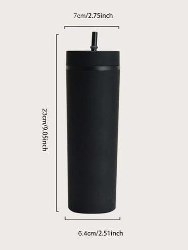 Vaso ejecutivo con pajita y tapa negro