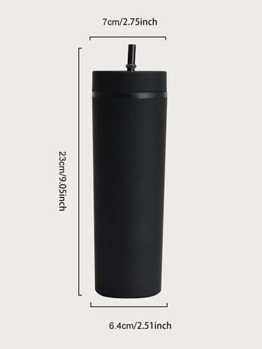 Vaso ejecutivo con pajita y tapa negro