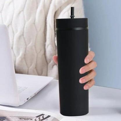 Vaso ejecutivo con pajita y tapa negro