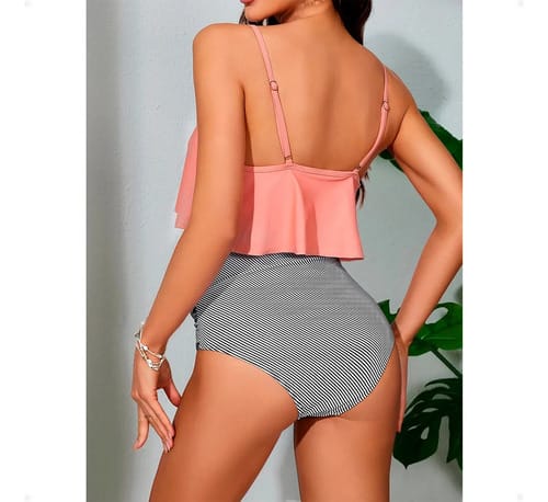 Bikini TA rayado top con volado 