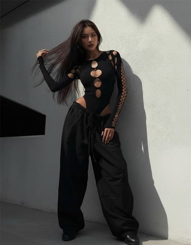 Body dama lenceria agujerado