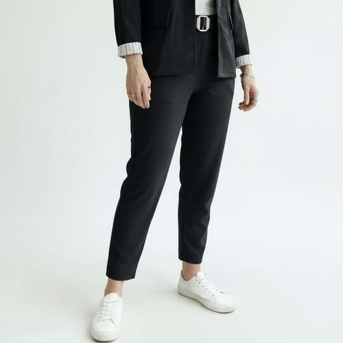 Conjunto dama chaqueta manga rayada + pantalon