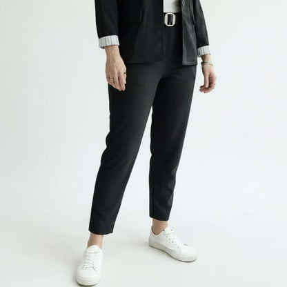 Conjunto dama chaqueta manga rayada + pantalon