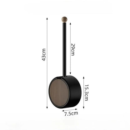 Cepillo de inodoro de pared sin perforar, desmontable, con mango largo y diseño de veta de madera