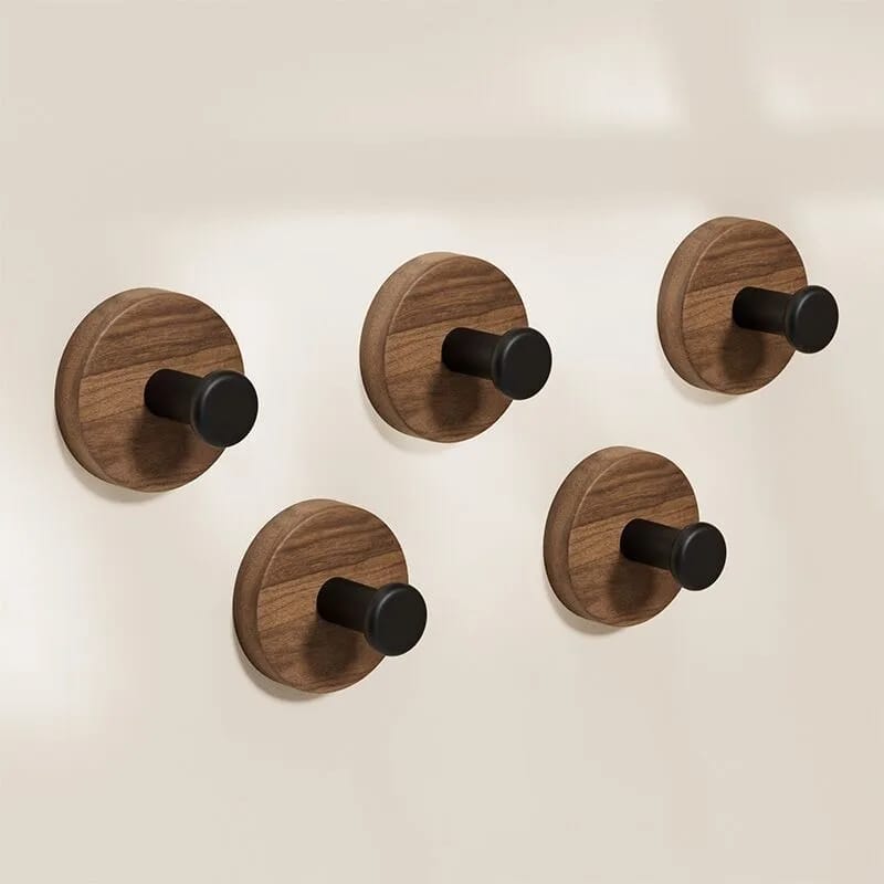 Perchero de Pared Nogal Multiuso Sin Perforaciones