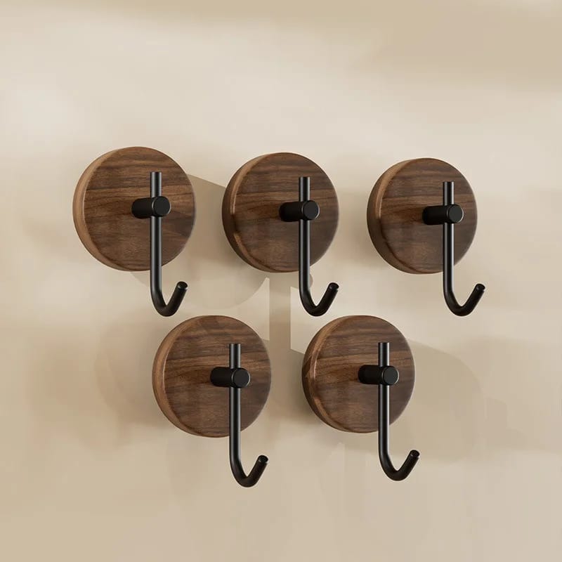 Perchero de Pared Nogal Multiuso Sin Perforaciones
