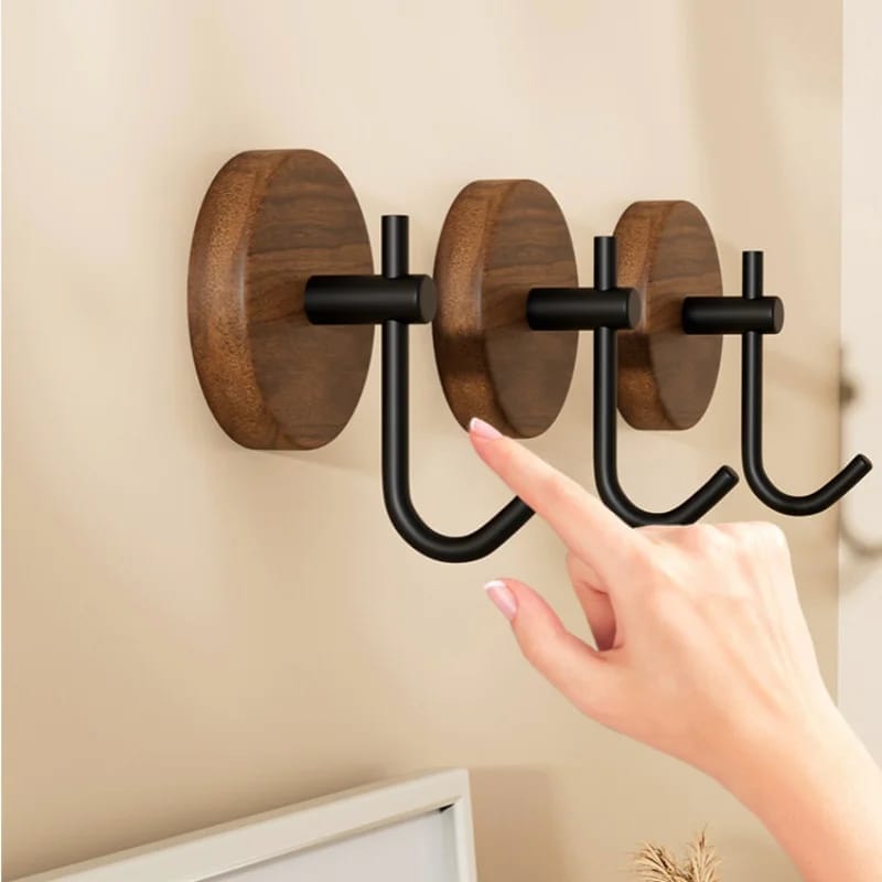 Perchero de Pared Nogal Multiuso Sin Perforaciones
