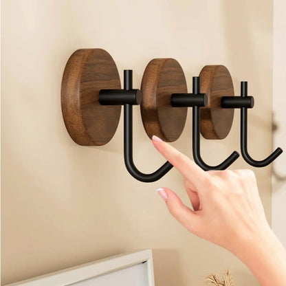 Perchero de Pared Nogal Multiuso Sin Perforaciones