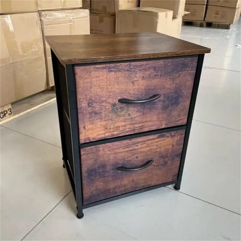 Mesa de Luz / Auxiliar  con 2 Cajones de Tela. Mueble Organizador