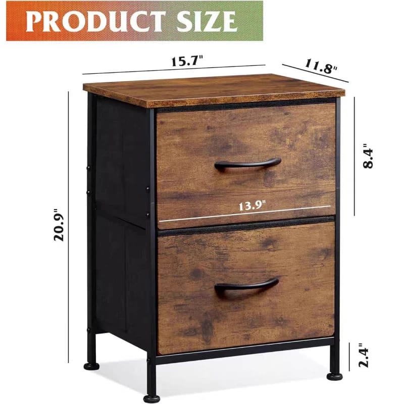Mesa de Luz / Auxiliar  con 2 Cajones de Tela. Mueble Organizador
