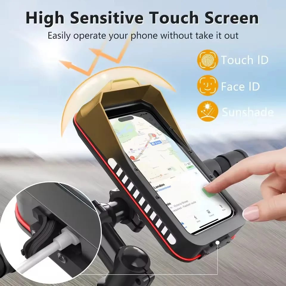 Soporte Universal Impermeable para Celular de Moto y Bici (4.7-7.0 pulgadas) con Bloqueo Rápido para Manubrio.