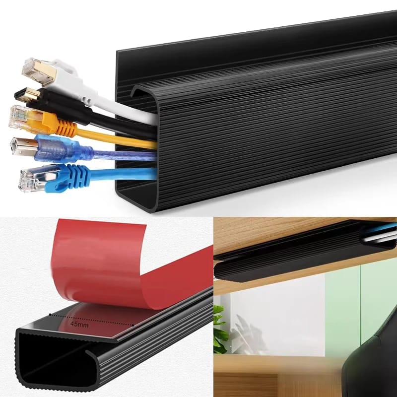 Organizador de Cables Bajo Escritorio 40cm Autoadhesivo - Canaleta para Gestión de Cables en Hogar y Oficina