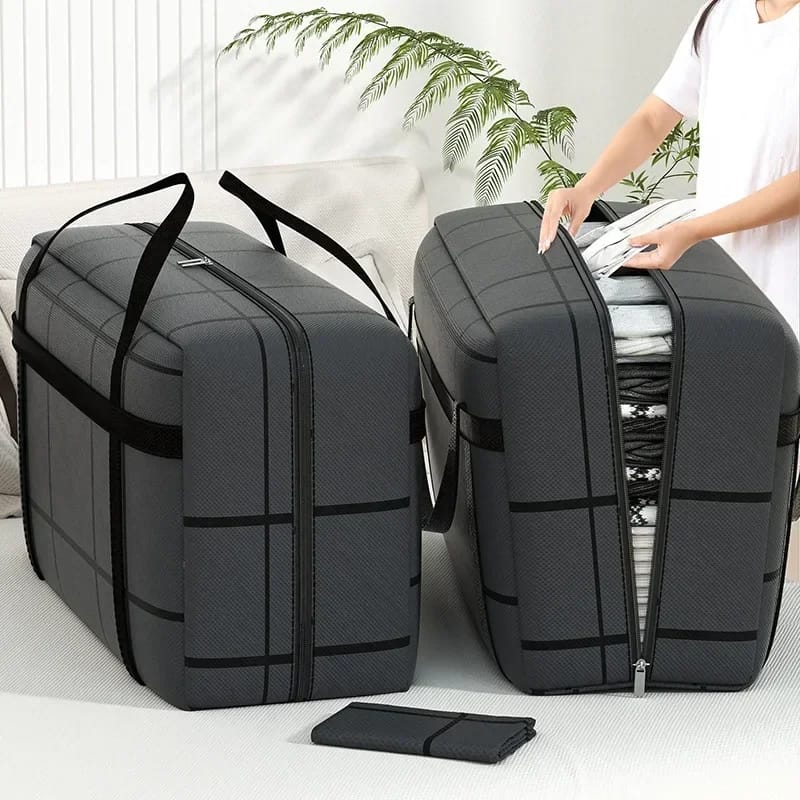 Bolso grande de lona reforzado 40L para mudanzas y viajes. Con correas de mochila, asas resistentes y cierres. Ideal para ahorrar espacio y organizar.
