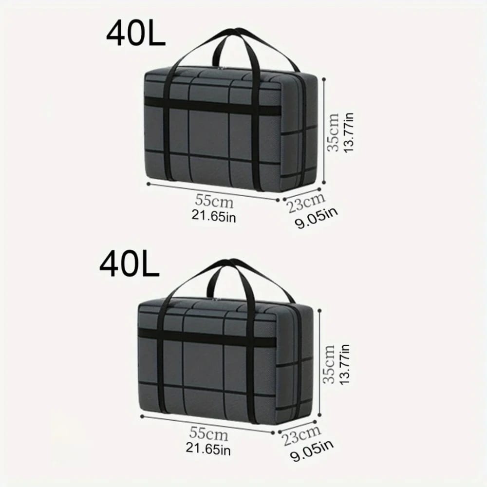Bolso grande de lona reforzado 40L para mudanzas y viajes. Con correas de mochila, asas resistentes y cierres. Ideal para ahorrar espacio y organizar.