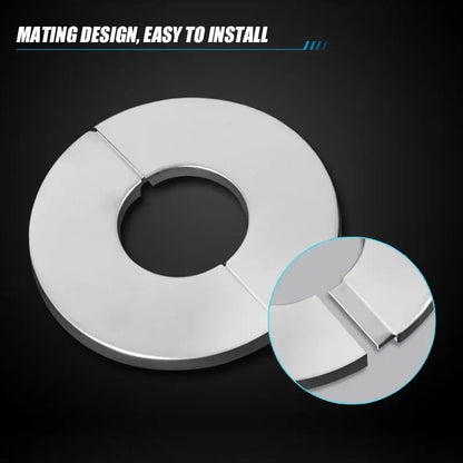 Tapa decorativa autoadhesiva de acero inoxidable para grifo, ducha o caño. Acabado cromado. Accesorio de pared para baño y cocina.