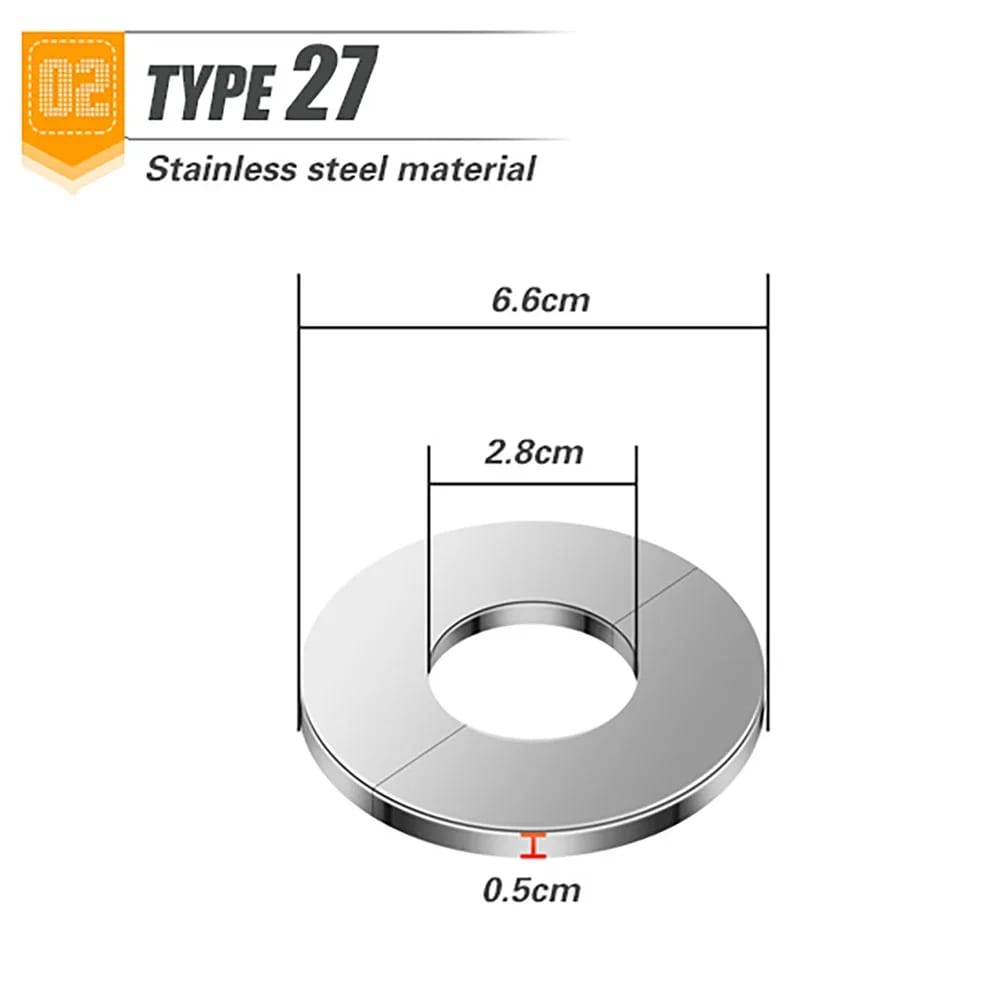 Tapa decorativa autoadhesiva de acero inoxidable para grifo, ducha o caño. Acabado cromado. Accesorio de pared para baño y cocina.